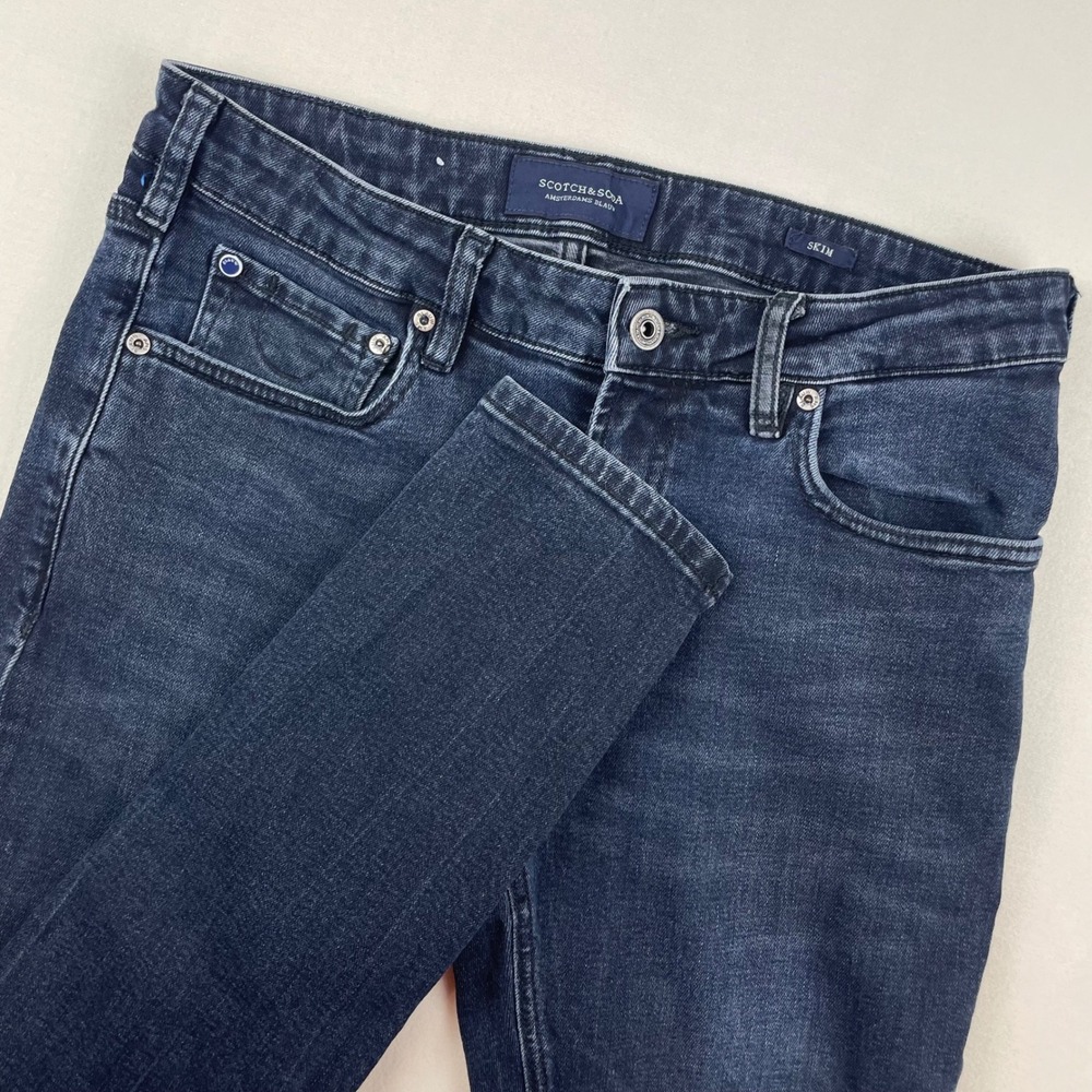 Scotch & Soda Amsterdams Blauw Skim Slim Fit Jeans Dark Wash Blue 30x32